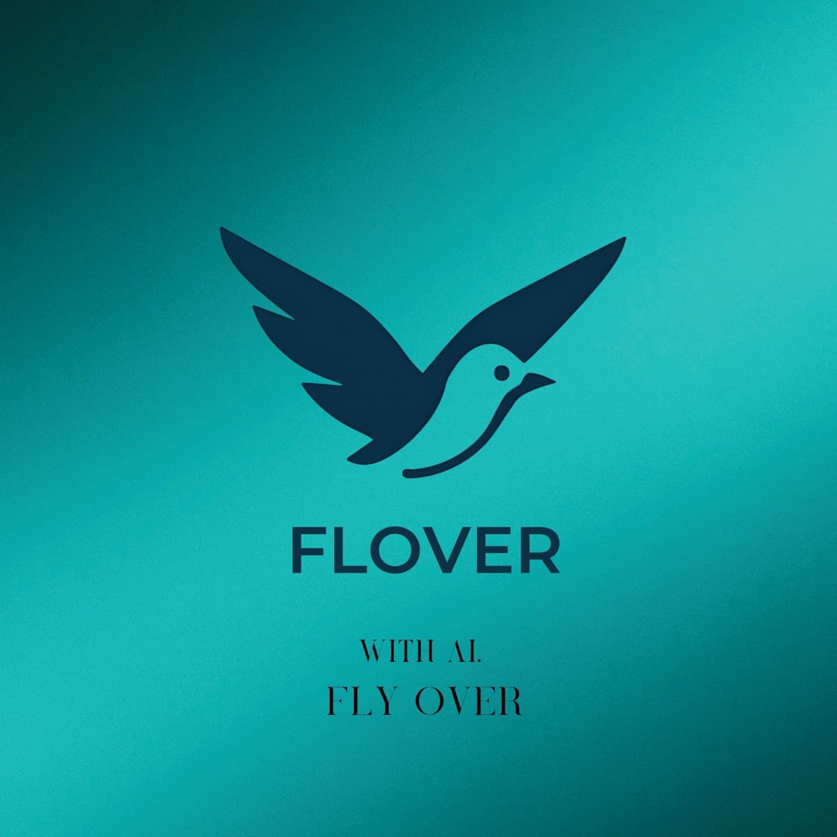 플로버 로고 — 날아오르는 새와 'WITH AI, FLY OVER' 태그라인